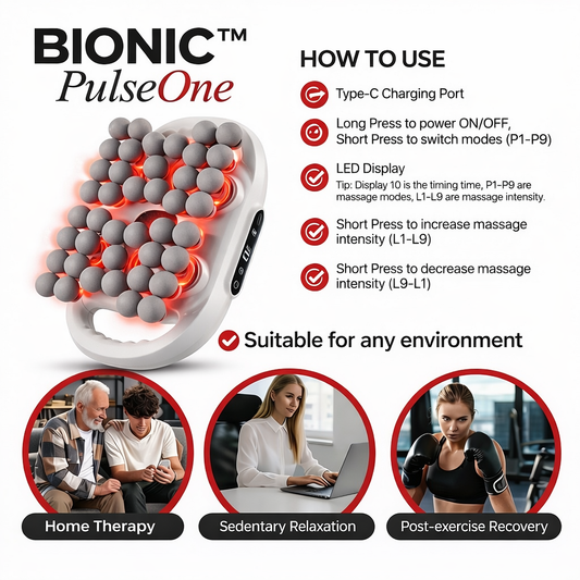 PulseOne Red Light Deep Tissue Massager – 42-Head Muscle Relief Device